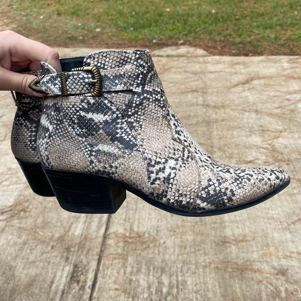 Snakeskin booties